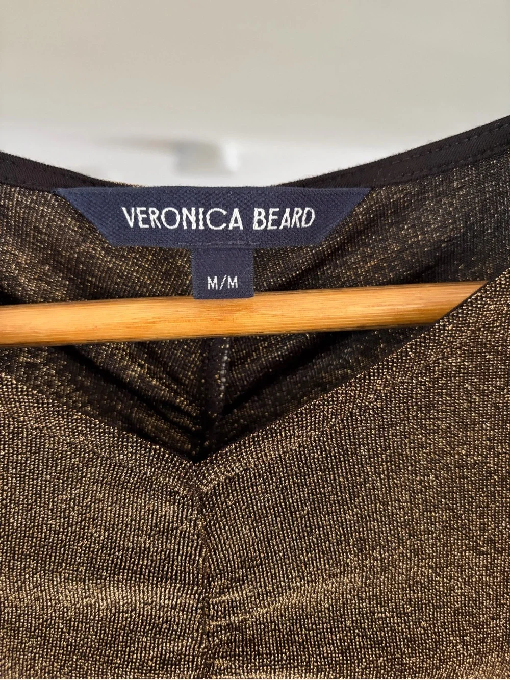 Veronica Beard Metallic Bronze Ruched V-Neck Long-Sleeve Top - Picture 4 of 4